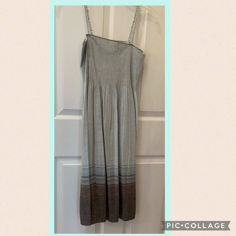 MAX STUDIO boho spaghetti strap ombré stripe crinkle skirt dress spring summer - Picture 15 of 16